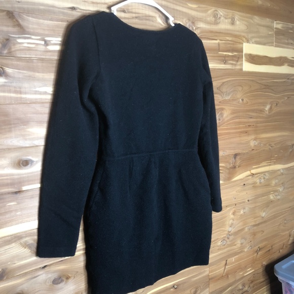 DKNY Wool Black V-Neck BodyCon Sweater Dress Small - Picture 3 of 3